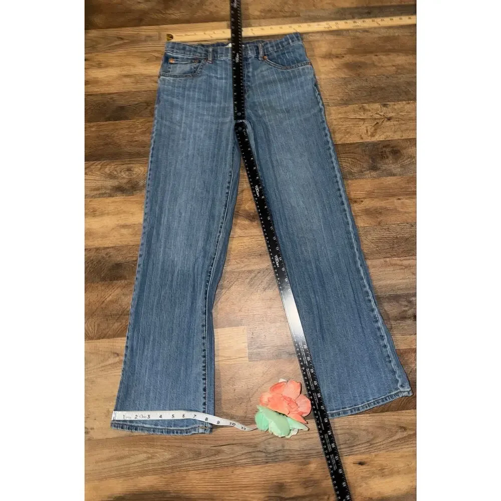 Levi’s girls stripe wide leg blue jeans with adjustable waistband